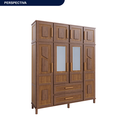 Ver imagem 3 de Guarda-Roupa Solteiro com Espelho 8 Portas 2 Gavetas Rio Branco Marrom/Ypê