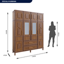 Ver imagem 3 de Guarda-Roupa Solteiro com Espelho 8 Portas 2 Gavetas Rio Branco 