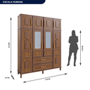 Ver imagem 4 de Guarda-Roupa Solteiro com Espelho 8 Portas 2 Gavetas Rio Branco Marrom/Ypê