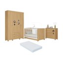 Ver imagem 1 de Quarto de Bebê Completo Berço Americano 3 em 1 Colchão Bombom Multimóveis Mp4630 Madeirado