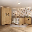 Ver imagem 2 de Quarto de Bebê Completo Berço Americano 3 em 1 Colchão Bombom Multimóveis Mp4630 Madeirado