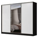 Ver imagem 3 de Guarda Roupa Casal 100% Mdf Madesa Zurique 3 Portas de Correr com Espelho - Preto/branco