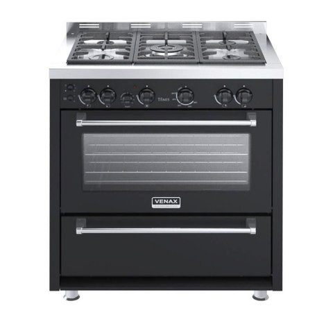 Fogão 5 Bocas Venax Temis a Gás Mesa de Inox 127v Preto