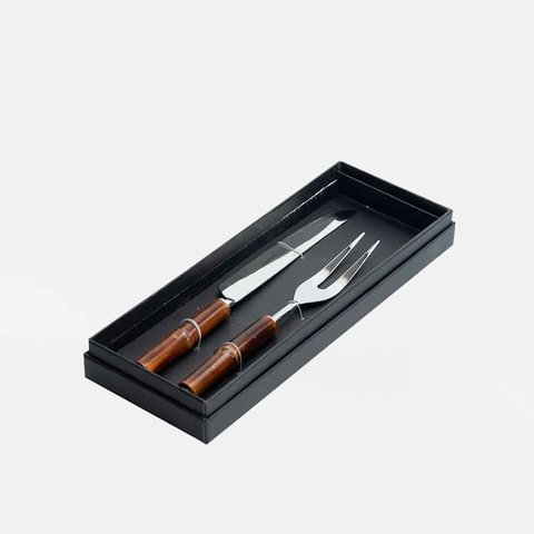 Faca e Garfo P/ Assado Bamboo Blue Gardenia