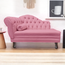 Ver imagem 2 de Recamier Sofá Direito Larissa 120cm Sala Suede Rosa Barbie - Incasa Decor
