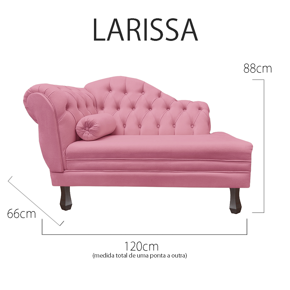 Recamier Sofá Direito Larissa 120cm Sala Suede Rosa Barbie - Incasa Decor - 5