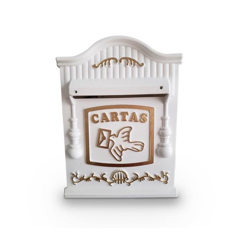 Caixa Correio Pvc Branco/ouro N26p Grade ou Embutir