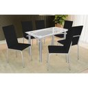 Ver imagem 1 de Sala de Jantar Completa Elba C/ Tampo de Vidro 120cm e 6 Cadeiras Amsterdã Cromada - Courano Preto