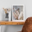 Ver imagem 1 de Quadro Folhagens Linho Cinza e Rosê 33x24cm - com Vidro:moldura Branca