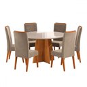 Ver imagem 1 de Mesa de Jantar 6 Lugares Calm com Vidro Mel/perola/off White - Viero Móveis