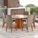 Ver imagem 2 de Mesa de Jantar 6 Lugares Calm com Vidro Mel/perola/off White - Viero Móveis
