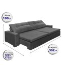 Ver imagem 5 de Sofá Retrátil e Reclinavel Oklahoma 3,02 Mts com Molas e Pillow no Assento Tecido Suede Cinza