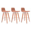 Ver imagem 1 de Kit 3 Banquetas Baixas Linea Aço Champanhe para Cozinha Balcao Gourmet Design - Terracota Assento