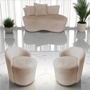 Ver imagem 1 de Kit Namoradeira + 2 Poltronas Yara Orgânica Suede Bege