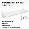 Prateleira Multiuso em Mdf Branco – 60x15cm - Moderna e Fácil de Instalar - 3