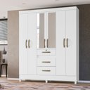 Ver imagem 2 de Guarda Roupa 6 Portas com Espelho Itatiba Branco 868440 Moval