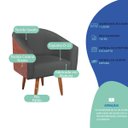 Ver imagem 4 de Poltrona Jade Decorativa Moderna Sala de Estar Quarto Escritório Conforto Corano Nozes e Suede Pés P