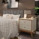 Ver imagem 3 de Kit Quarto Casal 2 Mesas de Cabeceira Arruna Mdf 2 Gavetas e Cabeceira Casal 1,40 Autocolante -