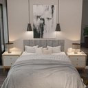 Ver imagem 4 de Kit Quarto Casal 2 Mesas de Cabeceira Arruna Mdf 2 Gavetas e Cabeceira Casal 1,40 Autocolante -