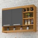 Ver imagem 1 de Armário Aéreo Cozinha 120 Cm Burguesa Premium 2 Portas 100% Mdf Amadeirado Freijó/grafite - Nesher