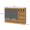 Ver imagem 4 de Armário Aéreo Cozinha 120 Cm Burguesa Premium 2 Portas 100% Mdf Amadeirado Freijó/grafite - Nesher