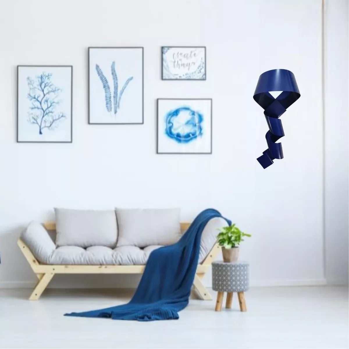 Decoração de Parede Escultura de Metal Exclusivo no Brasil Home Decor Azul - 3