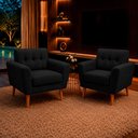 Ver imagem 1 de Kit 2 Poltronas Sala de Estar Bia Pés Palito Suede Preto M3 - Monari Design