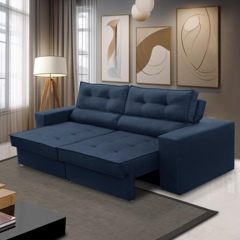 Sofá Retrátil e Reclinável 3 Lugares 2,10m com Molas Milena Suede Rover & Beato