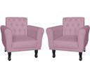 Ver imagem 1 de Kit 2 Poltronas Decorativa Classic Suede Rosê Pés Madeira Mz Decor