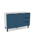 Ver imagem 3 de Balcão para Pia 120 Cm 2 Portas 3 Gavetas Meena Branco Azul Politorno Móveis