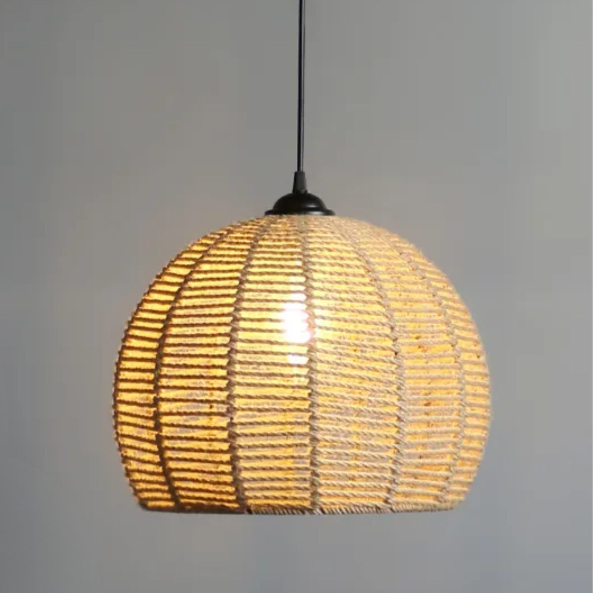 Luminária Pendente Globo 30cm Sisal Lustre Rústico Teto Kjdd-e-622-30cm