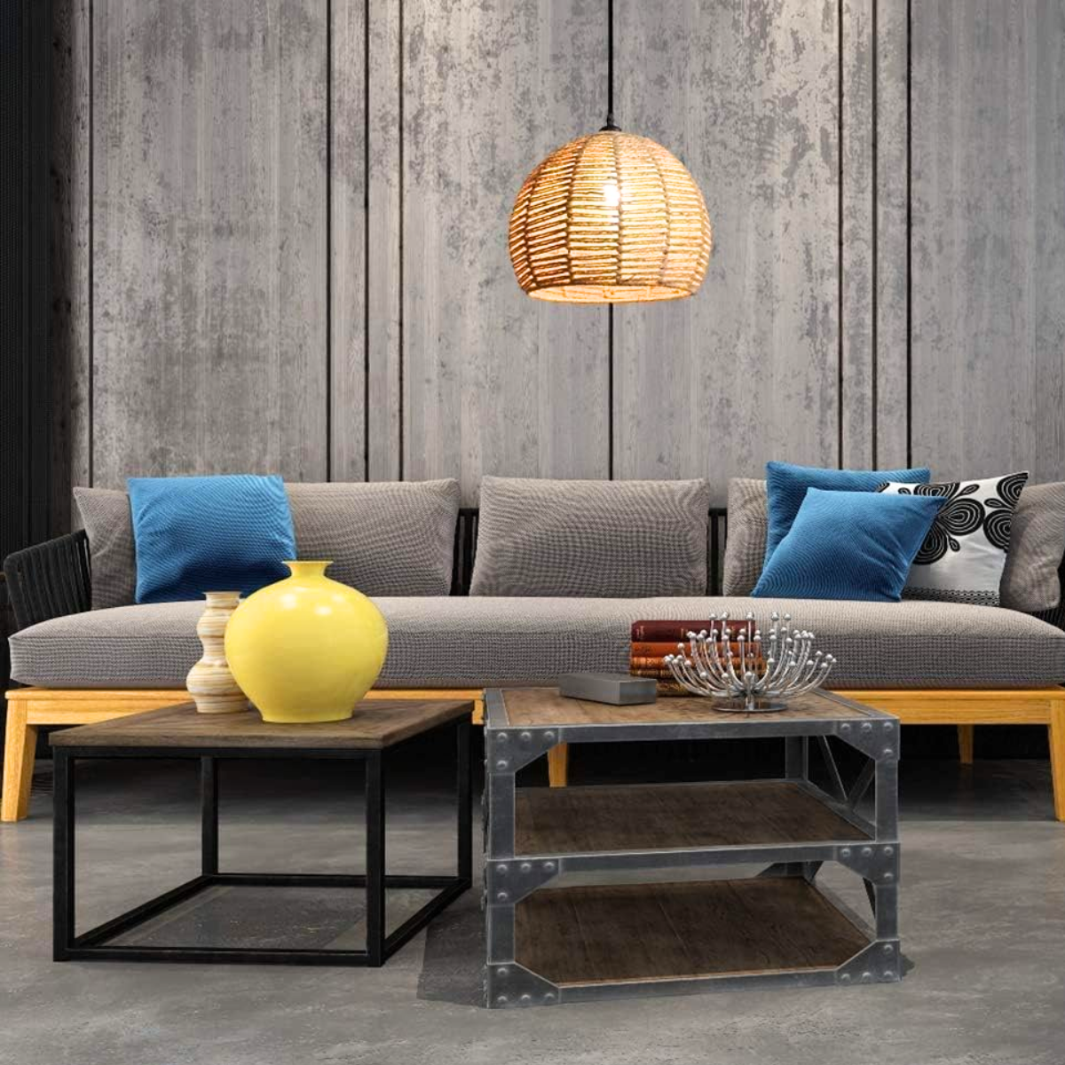 Ver imagem 5 de Luminária Pendente Globo 30cm Sisal Lustre Rústico Teto Kjdd-e-622-30cm