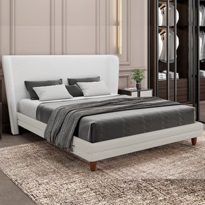 Cama Japonesa com Cabeceira Corea Queen Facthor / Bouclé Suave Off White - Sallar Home
