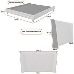 Cama Japonesa com Cabeceira Corea Queen Facthor / Bouclé Suave Off White - Sallar Home - 3