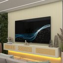 Ver imagem 1 de Home para TV Ripado 220 Supremo Rattan LED 100% MDF Off White - Gelius