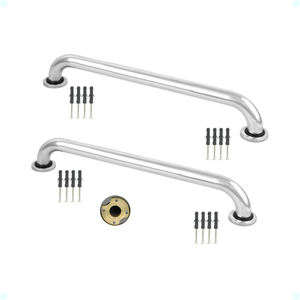 Kit Acessibilidade 2 Barra Apoio 100 Cm em Alumínio Suporte Idoso Deficiente Gestante Banheiro Único