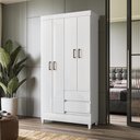 Ver imagem 2 de Guarda Roupa Solteiro Fit 4 Portas 2 Gavetas Branco com Pés - Santos Andirá
