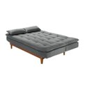 Ver imagem 4 de Sofá Cama Reclinável 3 Lugares Suede Marrom Linha Retro Pés Madeira