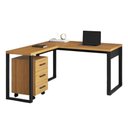 Ver mais imagens de Mesa de Escritório em L Dalla Costa 3 Gavetas MDF Freijó com Preto Fosco Pradel Móveis