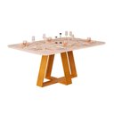 Ver imagem 1 de Mesa de Sala Jantar Celeste C/tampo Madeirado Vidro Curvo 160x90cm Cedro/off White - Dj Móveis