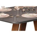 Ver imagem 3 de Mesa de Sala Jantar Celeste C/tampo Madeirado Vidro Curvo 160x90cm Cedro/off White - Dj Móveis