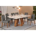 Ver imagem 7 de Mesa de Sala Jantar Celeste C/tampo Madeirado Vidro Curvo 160x90cm Cedro/off White - Dj Móveis