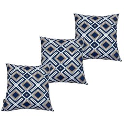Kit 3 Capas de Almofada Impermeável Belize Zíper Invisível 45cmx45cm:Geométriza Azul - 1