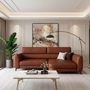 Ver imagem 1 de Sofá com Chaise Flames 2 Lugares 245cm Marrom Courino Sallar Home