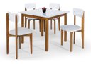 Ver imagem 1 de Kit Mesa De Jantar 90x90 Com 4 Cadeiras Cozinha Apartamento Elisa - Branco/Branco