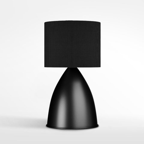 Kit 2 Luminárias de Mesa Abajur Bojudo Preto Alumínio com Cúpula Tecido Algodão