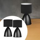 Ver imagem 4 de Kit 2 Luminárias de Mesa Abajur Bojudo Preto Alumínio com Cúpula Tecido Algodão