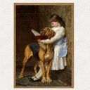 Ver imagem 2 de Quadro Moldurado Rivière Briton Menina Cachorro e Livro