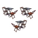Ver imagem 1 de Kit 3 Conjuntos De Mesa Dobravel Com 2 Cadeiras De Madeira 70X70 Para Restaurante E Bar - Imbuia