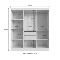 Guarda-roupa Casal New Xangai 6 Portas 2 Gavetas 100% Mdf Branco - Doripel - 4